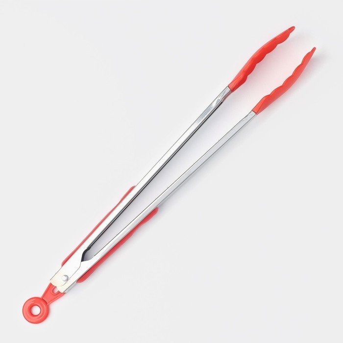 Щипцы кухонные Доляна &laquo;Лист&raquo;, 35&times;3,5 см, цвет красный