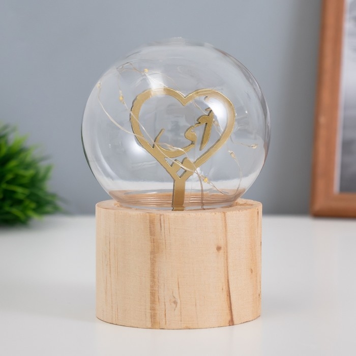 Ночник &laquo;Шар-сердце&raquo; LED 3хAG10 шар 8см 6,5х6,5х11,5см