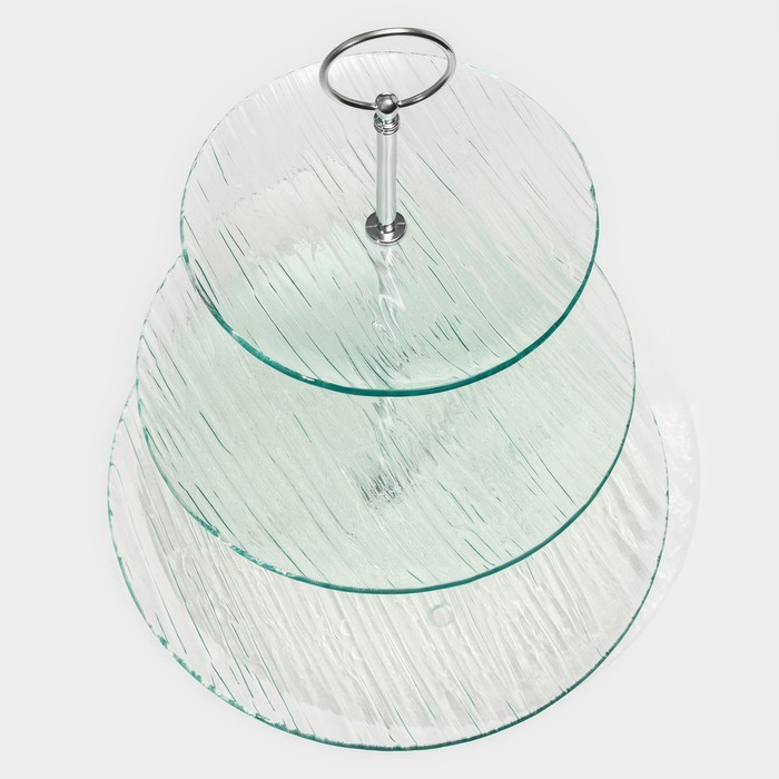 Этажёрка - фруктовница круглая Доляна &laquo;Текстура&raquo;, 3 яруса, d=24/20/15 см, стекло