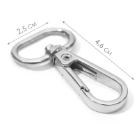 Карабин металлический, 46 &times; 25 мм / 20 &times; 3 мм, 5 шт, цвет серебряный