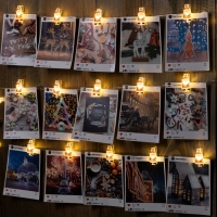 Гирлянда &laquo;Нить&raquo; 2 м роса с насадками &laquo;Прищепки с Дедом Морозом&raquo;, IP20, серебристая нить, 20 LED, батарейки ААх2 (нет в комплекте), свечение тёплое белое