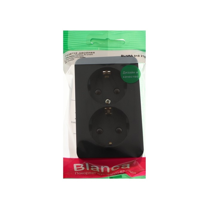 Розетка двойная SE Blanca, 16 А, 250 В, накладная, с з/к, IP20, антрацит, BLNRA010216 Розетка двойная SE Blanca, 16 А, 250 В, накладная, с з/к, IP20, антрацит, BLNRA010216