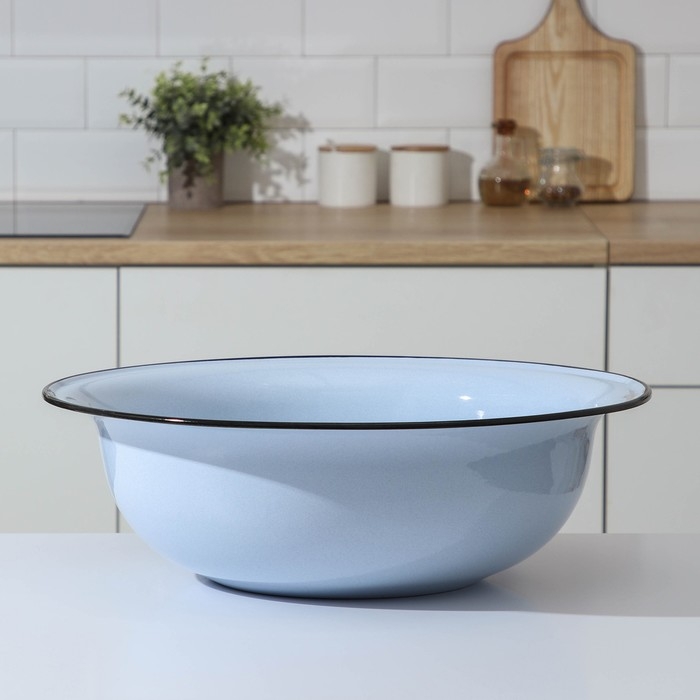 Таз эмалированный, 16 л, 49&times;15 см, индукция, цвет голубой