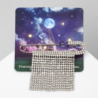 Булавка «Торжество» дождик, 7см, цвет белый в серебре Булавка «Торжество» дождик, 7см, цвет белый в серебре