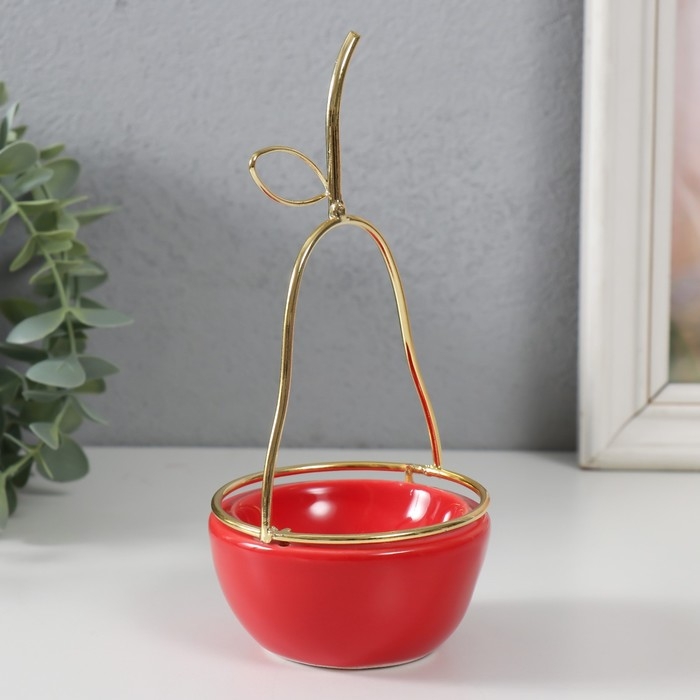 Сувенир керамика, металл подставка Сувенир керамика, металл подставка "Груша" красная с золотом 8х8х17 см