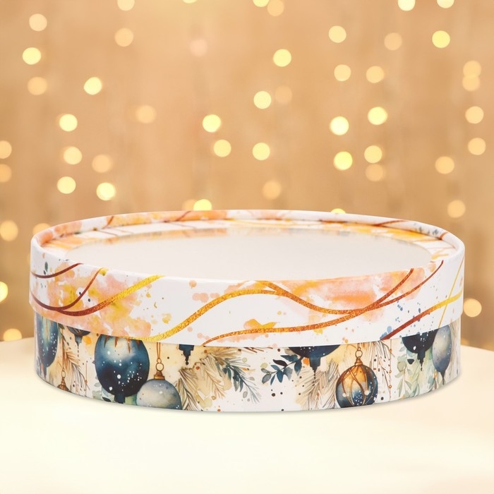 Коробка подарочная новогодняя для макарун тубус с окном Коробка подарочная новогодняя для макарун тубус с окном "Шарики", 20 х 6 см. Новый год