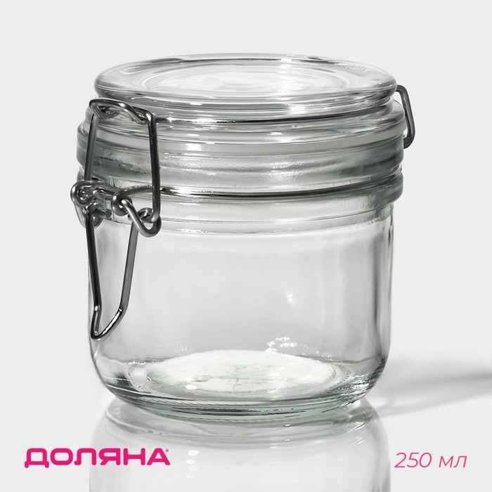 Банка стеклянная для сыпучих продуктов с бугельным замком &laquo;Галерея&raquo;, 250 мл, 10,5&times;8,5 см