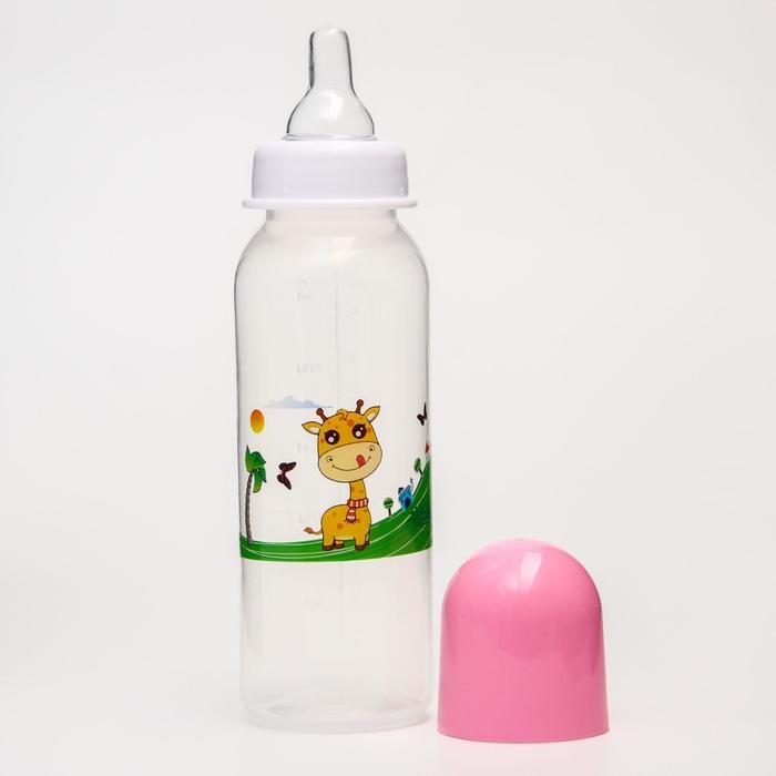 Бутылочка для кормления &laquo;Весёлые животные&raquo;, классическое горло, 250 мл., от 3 мес., цвета МИКС