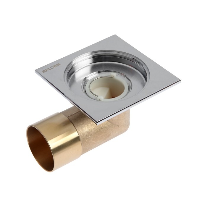 Трап AFLORN AF20510-10, d=50 мм, вертикальный, 100х100 мм, латунь, хром Трап AFLORN AF20510-10, d=50 мм, вертикальный, 100х100 мм, латунь, хром