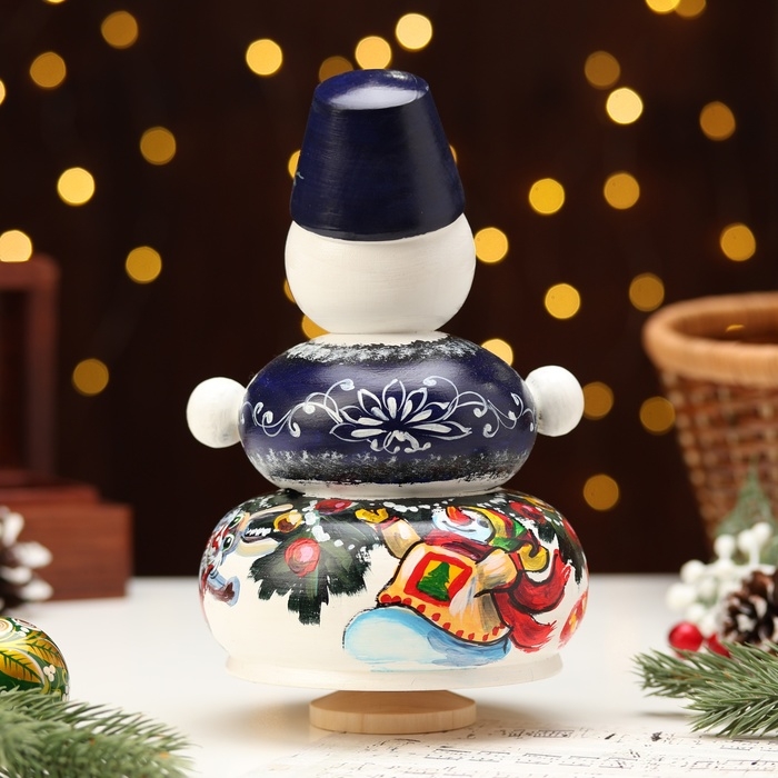 Сувенир музыкальный "Снеговик", синий