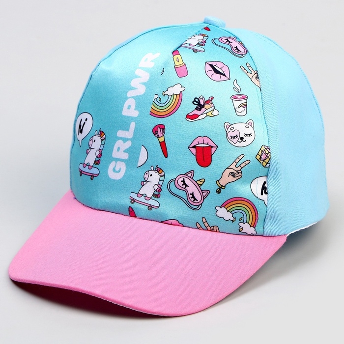 Кепка детская для девочки GRL PWR, цвет голубой, р-р. 52-54 Кепка детская для девочки GRL PWR, цвет голубой, р-р. 52-54