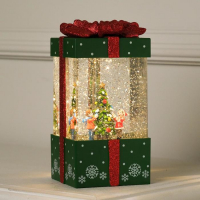 Светодиодная фигура &laquo;Подарок зелёный&raquo; 10 &times; 19 &times; 10 см, пластик, батарейки ААх3 (не в комплекте), USB, свечение тёплое белое