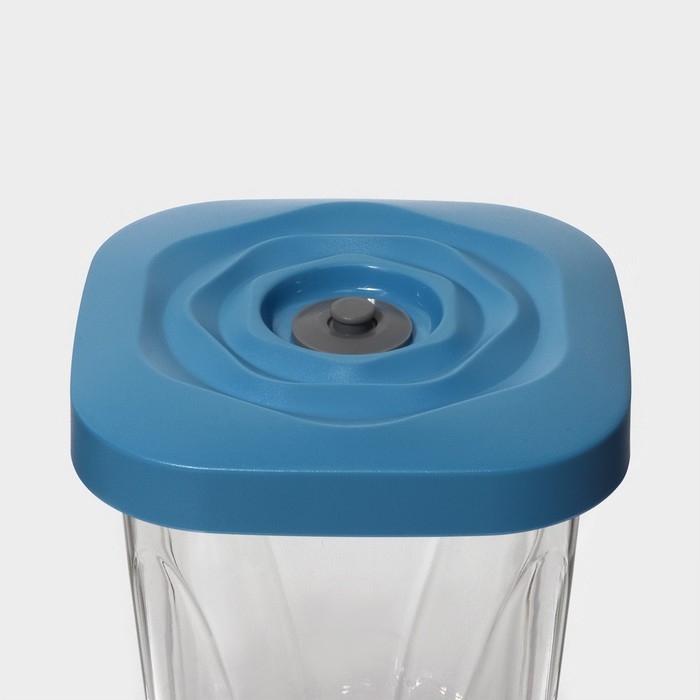 Набор банок для продуктов с вакуумом Доляна, 3 шт, 380 мл, 750 мл, 1,3 л, насос, цвет голубой