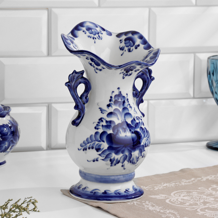 Ваза &laquo;Хризантема&raquo;, 12,5&times;23,5 см, гжель