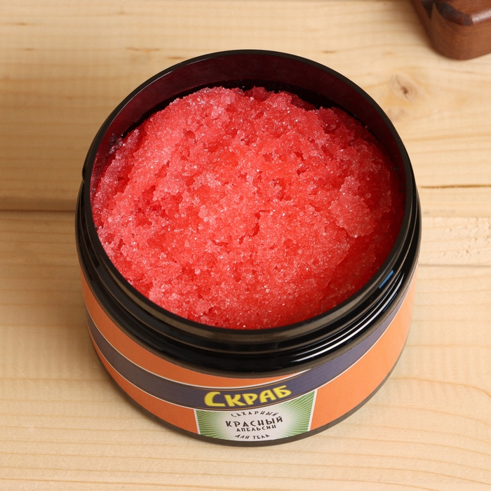 Скраб Скраб "Красный апельсин" 320 мл, гель для душа "Ваниль" 300 мл + мочалка