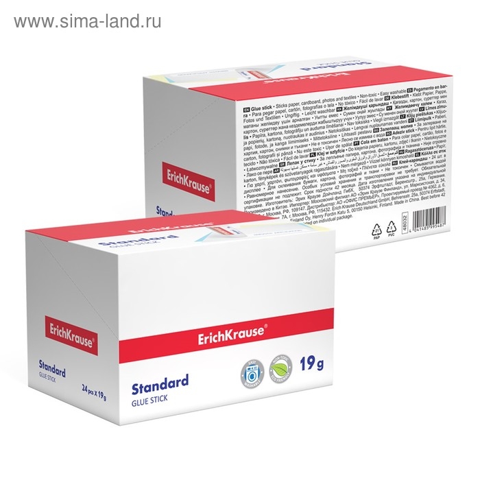 Клей-карандаш ErichKrause Standard, 19 г, быстрое склеивание