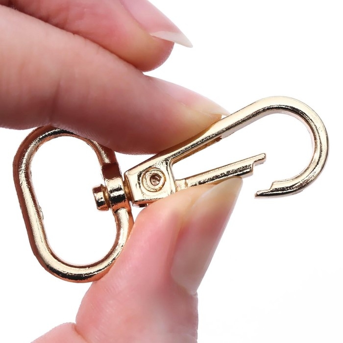 Карабин металлический, 46&times;30 мм / 25&times;2.5 мм, 5 шт., цвет золотой