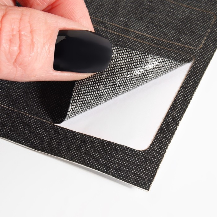 Набор заплаток джинсовых, клеевые, лист 10 &times; 18 см, 10 шт, цвет чёрная джинса