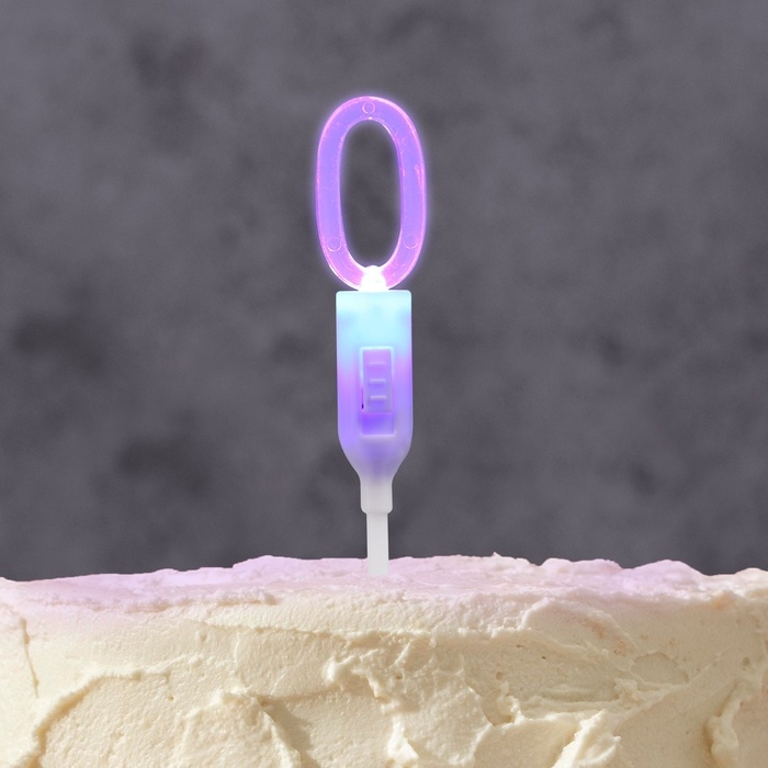 Светодиодная свеча Светодиодная свеча "Цифра 0", 14.5 см, от батареек LR1130х3 (в комплекте), свечение мульти (RGB)