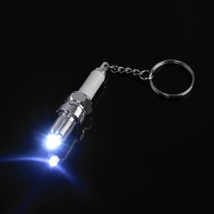Брелок свеча зажигания с фонариком, хром, металл