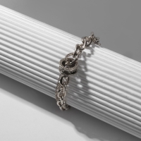 Браслет металл &laquo;Колесо&raquo; цепь, цвет чернёное серебро, L=16 см