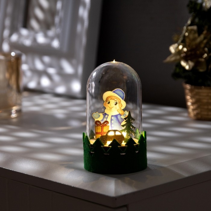 Светодиодная фигура под куполом &laquo;Снегурочка&raquo; 6 &times; 10 &times; 6 см, дерево, батарейки LR1130х3 (в комплекте), свечение тёплое белое