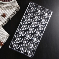 Форма для конфет и шоколада KONFINETTA &laquo;Плетёный батон&raquo;, 27,5&times;17,5&times;2,5 см, 21 ячейка 3,5&times;1,5&times;1,5 см, цвет прозрачный