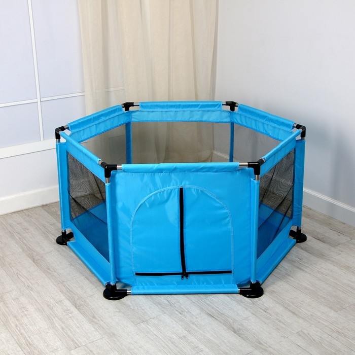 Манеж детский «Играем вместе» голубого цвета, размер — 130 × 130 × 65 см Манеж детский «Играем вместе» голубого цвета, размер — 130 × 130 × 65 см