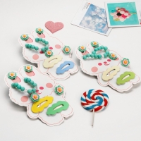 Комплект детский &laquo;Выбражулька&raquo; 5 предметов: 2 заколки, клипсы, браслет, кольцо, цветы, цветной