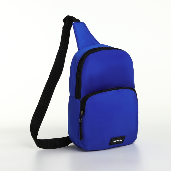 Сумка-слинг на молнии TEXTURA, наружный карман, цвет синий Сумка-слинг на молнии TEXTURA, наружный карман, цвет синий