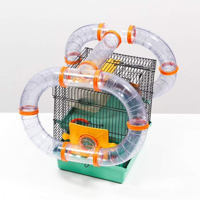 Клетка для грызунов Мини, двухъярусная, с полкой, домом и микс лабиринтов Клетка для грызунов Мини, двухъярусная, с полкой, домом и микс лабиринтов