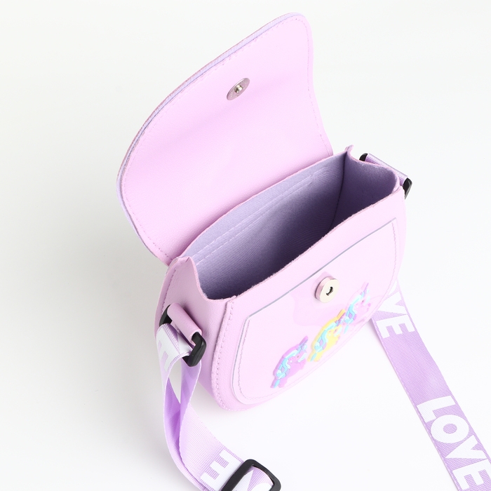 Сумка детская для девочки на клапане «Выбражулька», цвет сиреневый Сумка детская для девочки на клапане «Выбражулька», цвет сиреневый