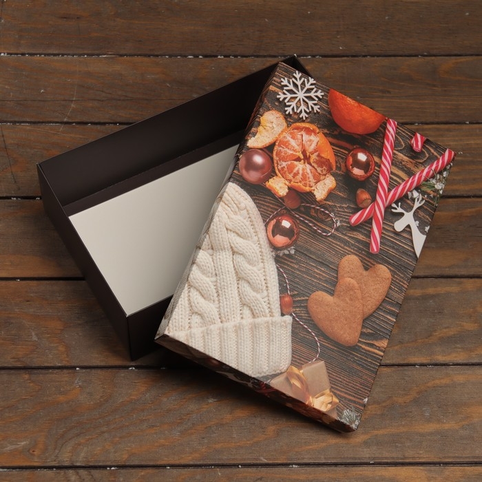 Новый год. Коробка подарочная новогодняя складная, крышка-дно, Новый год. Коробка подарочная новогодняя складная, крышка-дно,"Чудес и подарков" 30 х 20 х 9 см