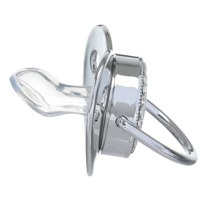 Соска - пустышка силиконовая ортодонтическая &laquo;LITTLE ANGEL&raquo;, от 12 мес., с колпачком, цвет серебро, стразы