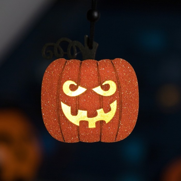 Светодиодная подвеска &laquo;Фонарь Джека&raquo; 8 &times; 5.5 &times; 5 см, пластик, батарейки LR1130х3 (в комплекте), свечение тёплое белое