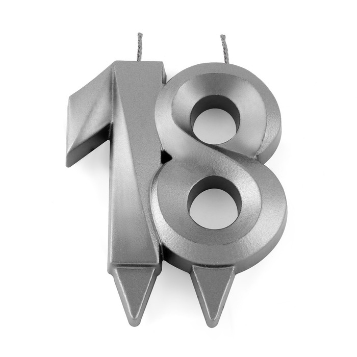 Свеча в торт юбилейная "Грань", ,цифра 18, , графит, 6,5 см