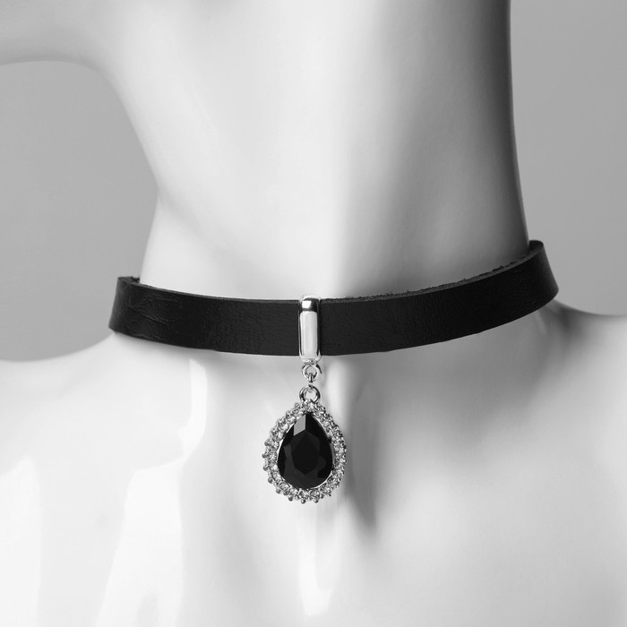 Чокер &laquo;Стиль&raquo; капля, цвет чёрный, 39,5 см