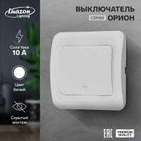 Выключатель проходной Luazon Lighting "Орион", 10 А, 1 клавиша, скрытый, белый Выключатель проходной Luazon Lighting "Орион", 10 А, 1 клавиша, скрытый, белый