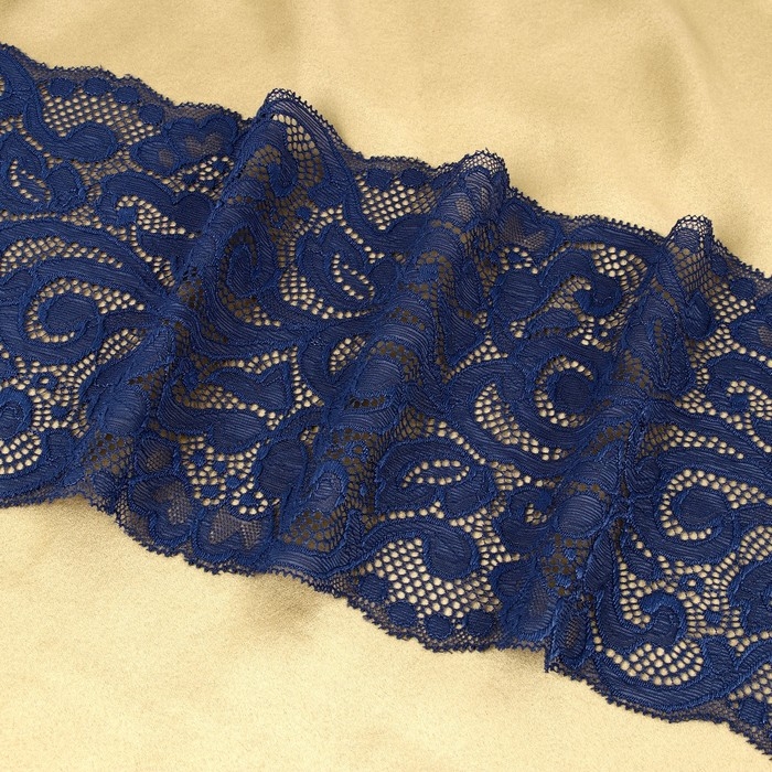 Кружевная эластичная ткань, 175 мм &times; 2,7 &plusmn; 0,5 м, цвет синий