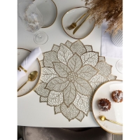Салфетка сервировочная на стол Доляна &laquo;Цветок&raquo;, d=43 см, цвет золотой