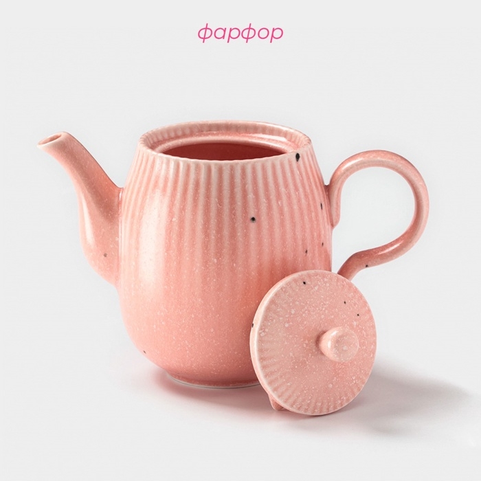 Заварочный чайник Доляна &laquo;Коралл&raquo;, 600 мл, фарфор, розовый