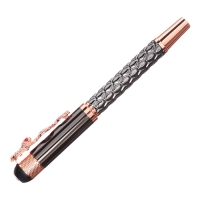 Ручка подарочная роллер в кожзам футляре Змея корпус золото/бронза