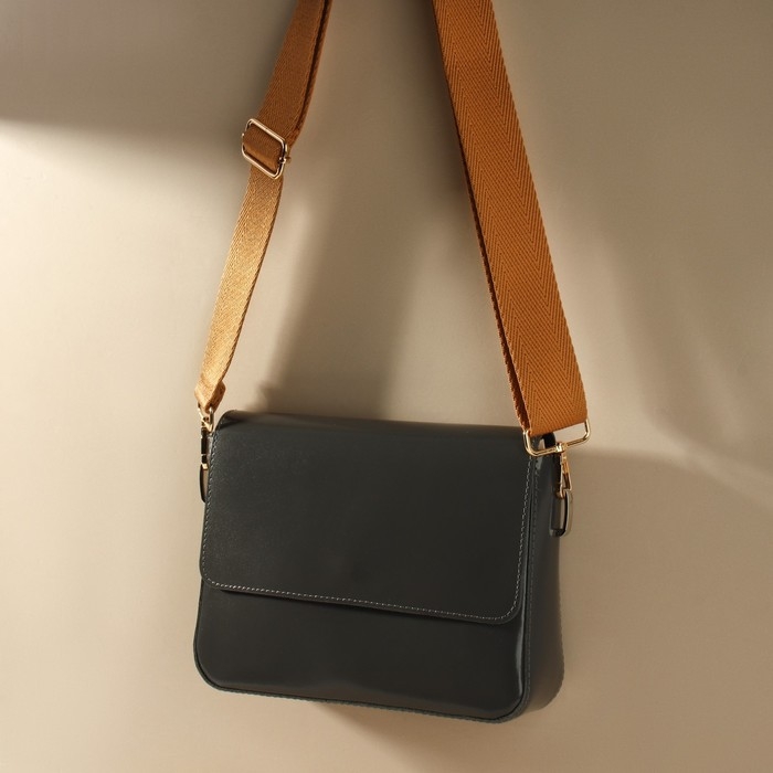 Ручка для сумки, стропа, с карабинами, 139 &plusmn; 3 &times; 3,8 см, цвет светло-коричневый