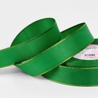 Лента репсовая 25мм*25&plusmn;1ярд(23м&plusmn;1м) золотые нити №019 зелёный АУ