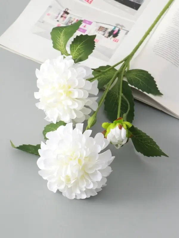 Цветы искусственные &laquo;Хризантема Бранхил черри&raquo;, d=9 см, h=49 см, белые