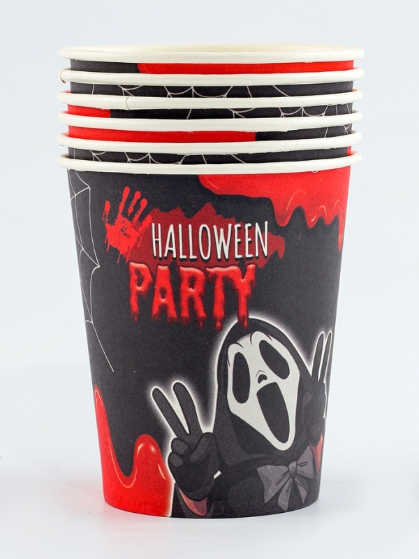Набор бумажной посуды одноразовый "Halloween party" 6 тарелок, 6 стаканов