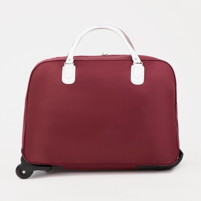 Сумка дорожная 20" на колёсах, отдел на молнии, наружный карман, цвет бордовый