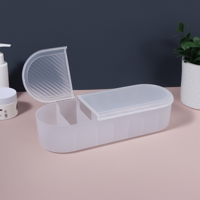 Органайзер для хранения, с крышкой, 7 секции, 28 × 10,5 см, цвет прозрачный Органайзер для хранения, с крышкой, 7 секции, 28 × 10,5 см, цвет прозрачный