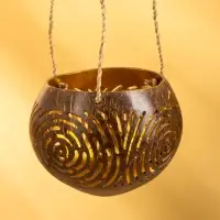 Подсвечник подвесной из кокоса, 9-12 см, коричневый
