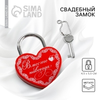 Замок свадебный с ключом &laquo;Вместе навсегда&raquo;.